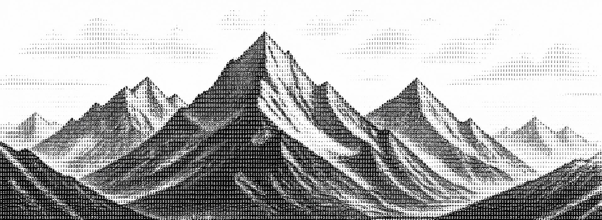 ASCII-rendered landscape from the studio visual system
